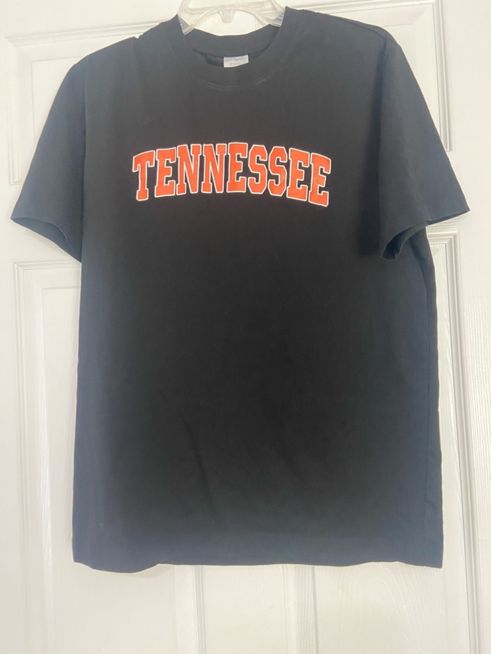 SHEIN Black Short Sleeve Tee with Orange Tennessee Arch